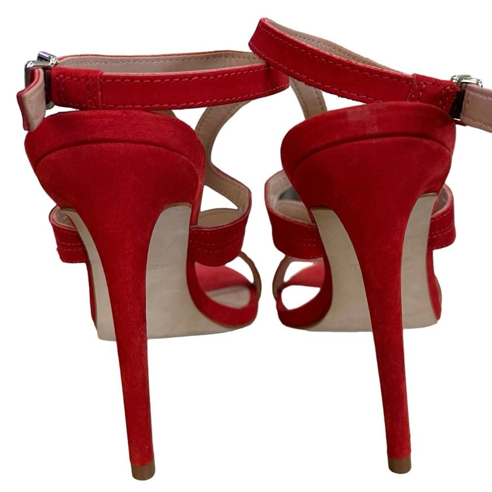 Steve Madden Sidney Red Suede‎ Strappy Heels Size 8.5 Made in Brazil - Picture 4 of 10